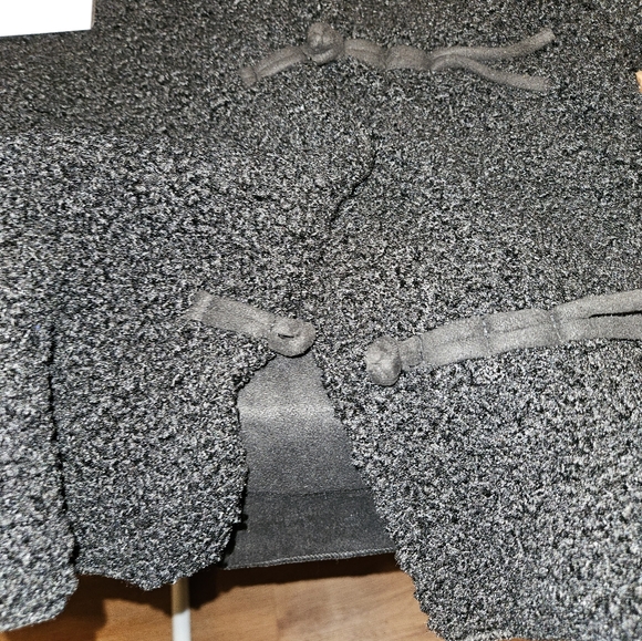 Black Faux Curly Lambs Wool Cropped Double Breasted Short Coat / Jacket / Women' - Picture 6 of 9